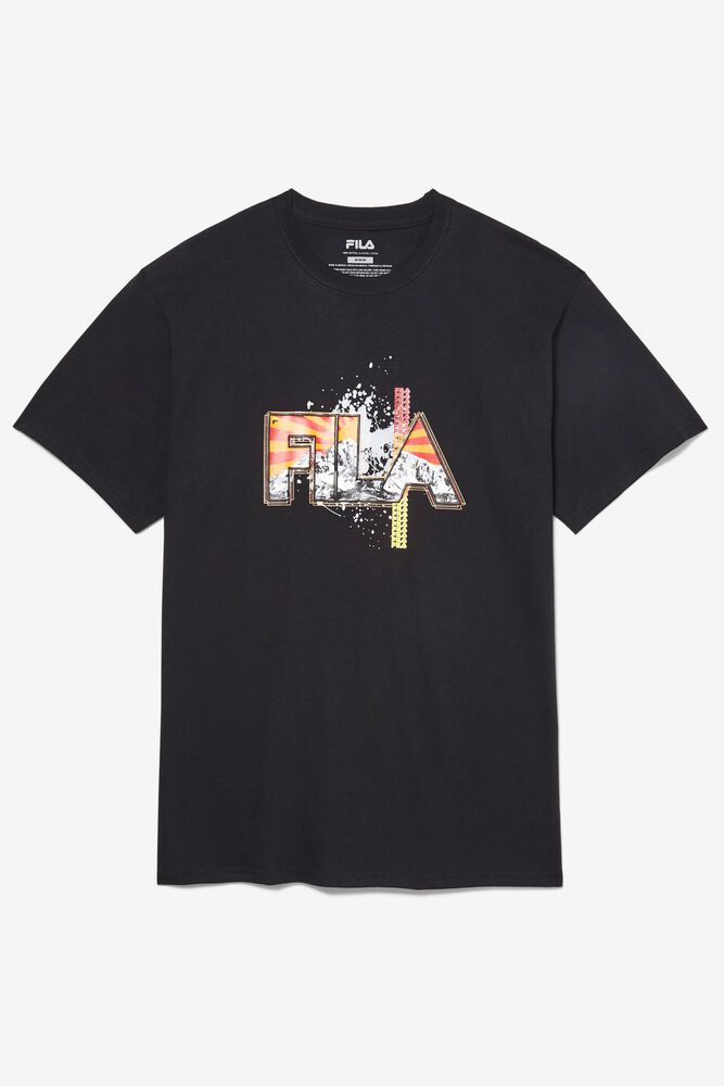 Fila T-Shirt Mens Black - Stitch Mt. - Philippines 9384605-LK